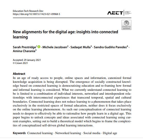 New Alignments for the digital age: insights into connected learning
