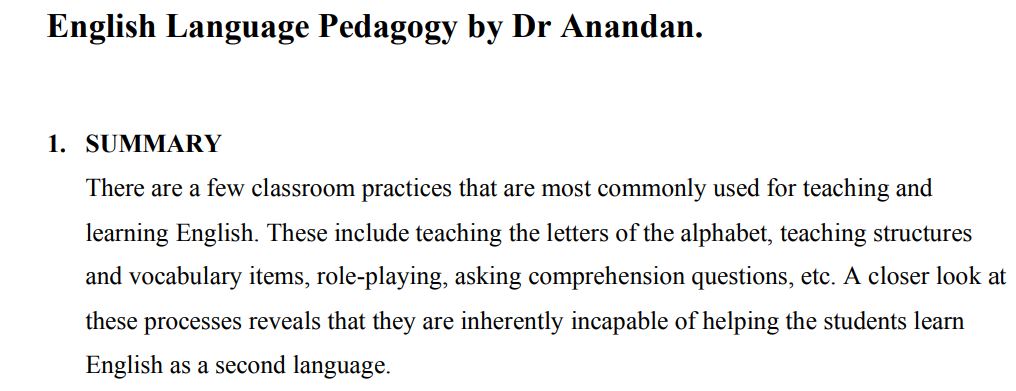 English Language Pedagogy by Dr K,. N. Anandan
